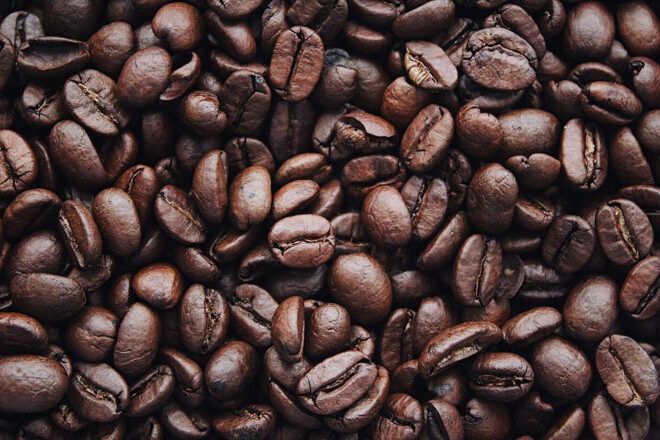 A close-up of coffee beans