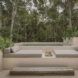 An outdoor pool and lounge area