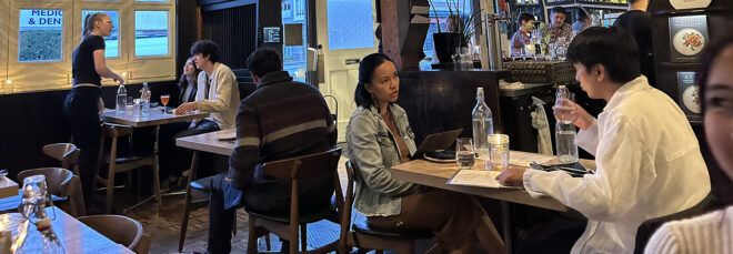 A dining floor of a restaurant