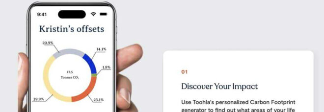 A hand holding a phone with the Toohla offset tracker app
