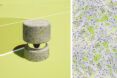 A stool with a another image beside it up-close of the pattern