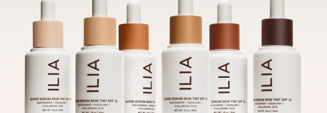 An array of foundation bottles from ILIA