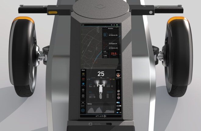 An up-close on the monitor of the robot