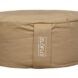 A circular tan cushion
