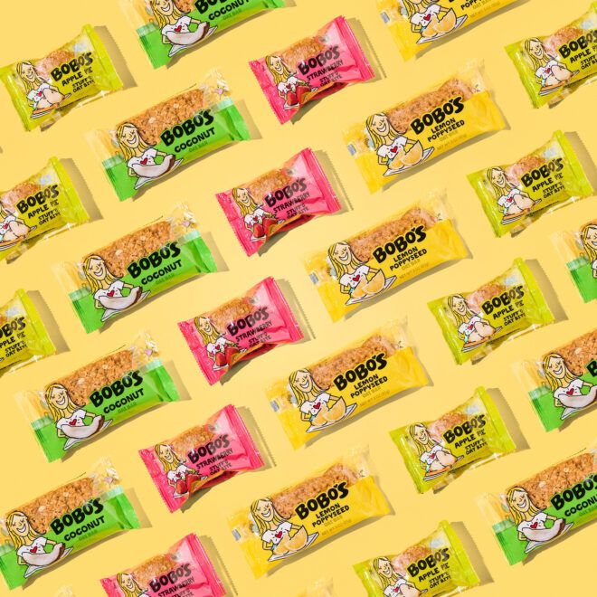 An assortment of nuts and granola packaging