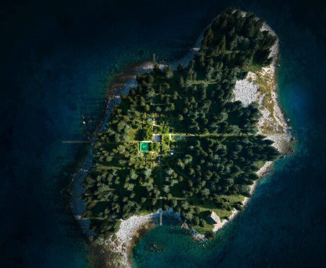 An aerial view of an island