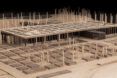 A model of a pavilion and building structure