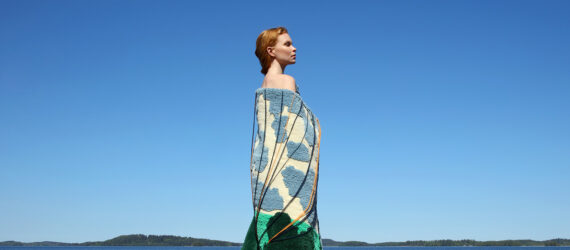 A woman wrapped in textile