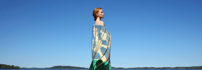 A woman wrapped in textile