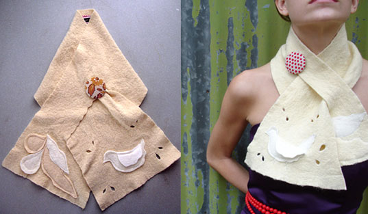 Alyson Fox, Eco friendly wool scarves, stylish vintage fabric accesories, Greener Grass Design